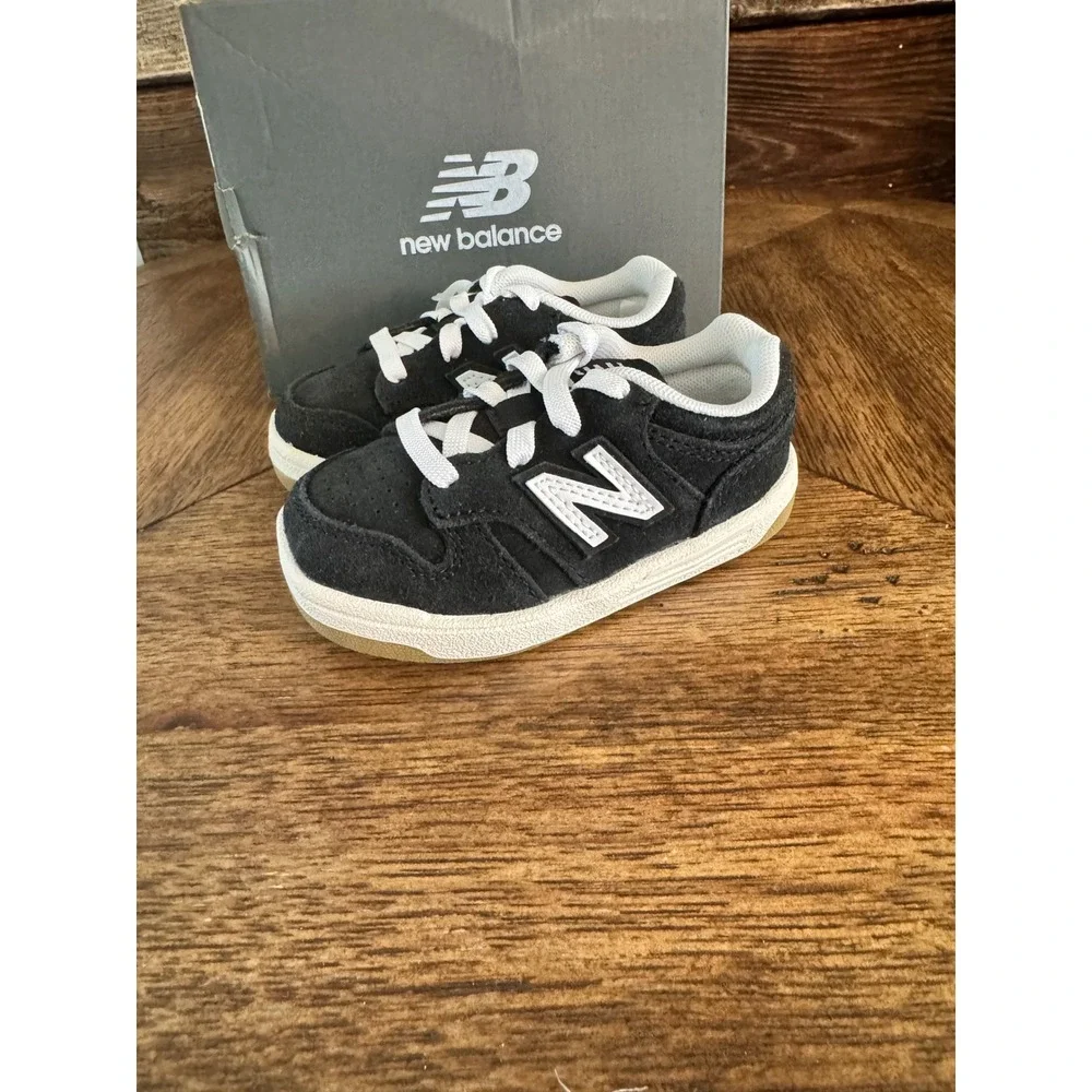 New Balance 480 Black White Suede Sneakers Toddler Size 6 Wide ISB480SB